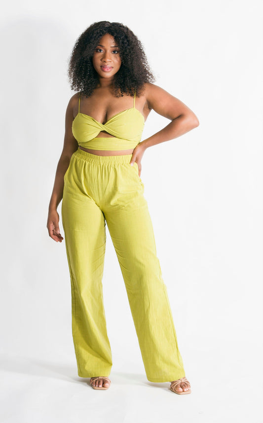 Ensemble pantalon champagne matcha